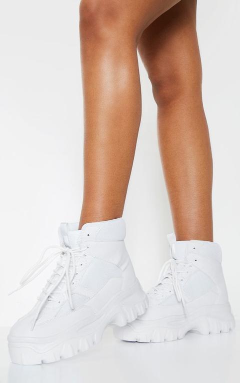 White Flatform Sporty Chunky Trainers from PrettyLittleThing on 21 Buttons