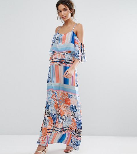 Every Cloud - Vestito Lungo Con Stampa Floreale Multi Colore E Maniche Con Spalle Scoperte - Multicolore