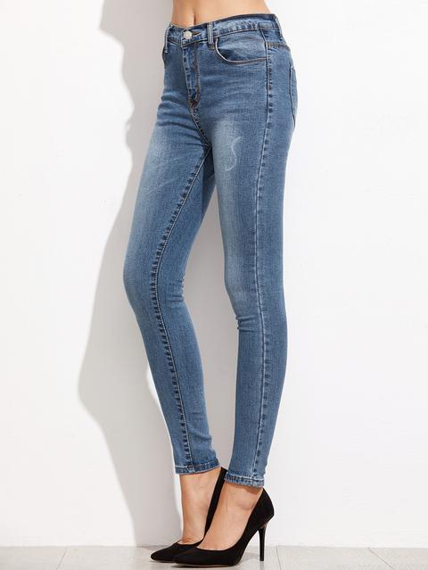 Jeans Stretti Lavati Blu