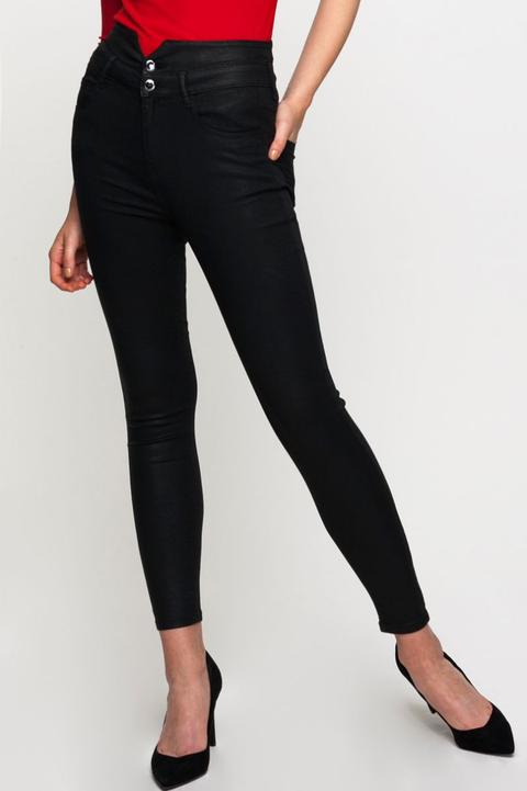 Pantaloni Skinny Neri Vita Alta