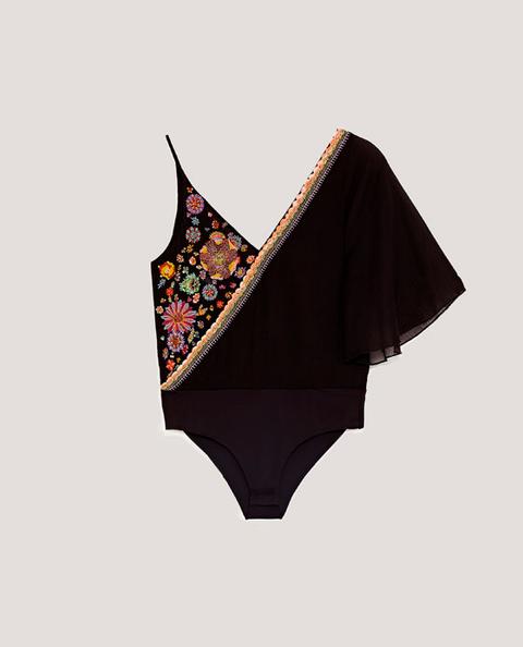 Body Ricamo Asimmetrico