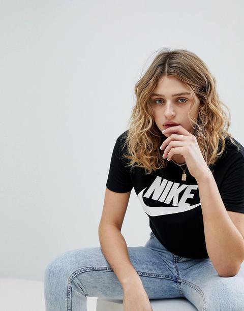 Camiseta Corta Con Logo De Nike-negro