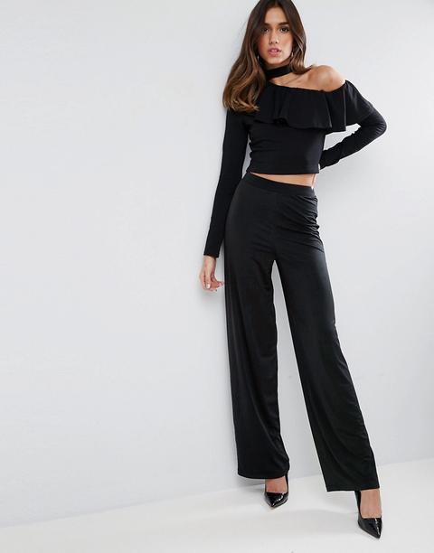 Asos - Pantaloni Con Fondo Ampio Sinuosi - Nero