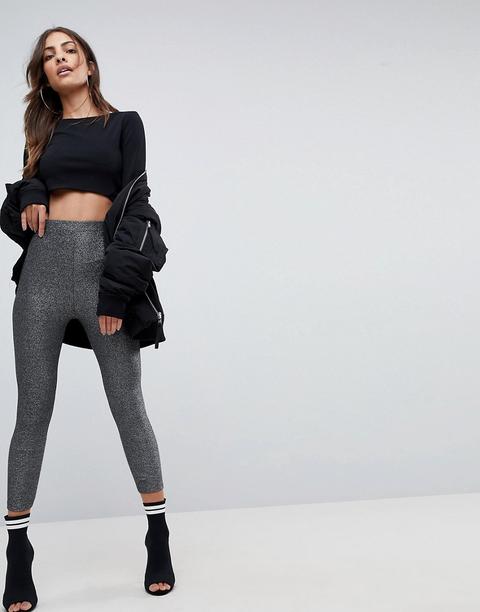 Asos - Leggings Metallizzati E Luccicanti - Argento