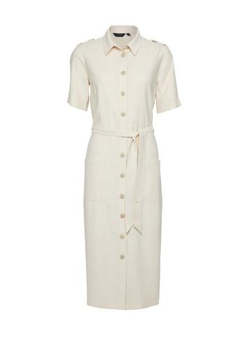 Womens Stone Twill Shirt Dress - White, White