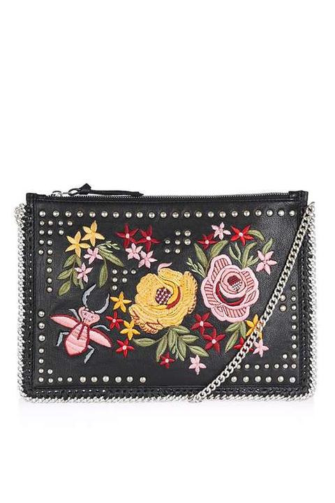 Floral Embroidered Cross Body Bag - Bags & Purses - Bags & Accessories