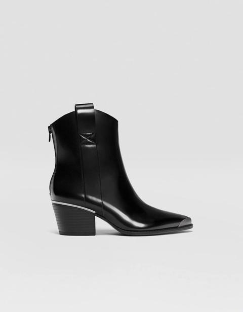 Bottines Noires Style Cowboy Noir