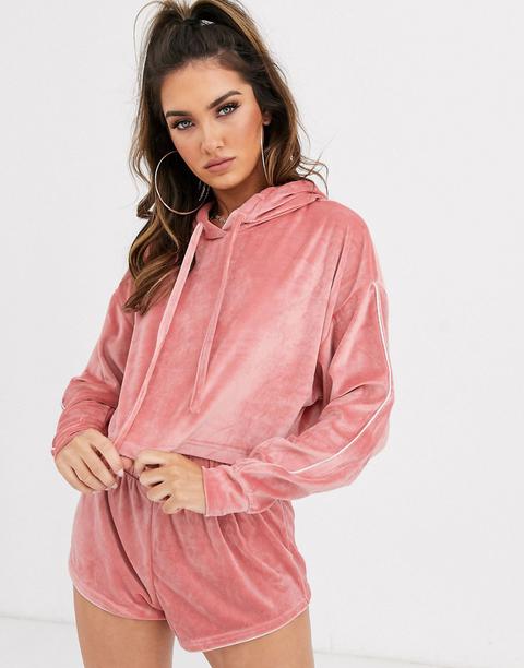 Asos Design Lounge Velour Hoodie-pink