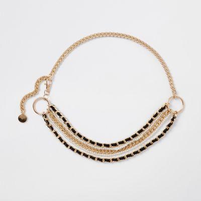 White Pearl And Chain Waist Belt