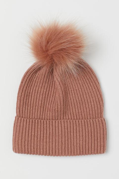 Gorro De Punto Con Lana - Naranja