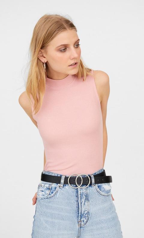 Stradivarius Ceinture Boucle Ronde Croisée Femme Noir 70