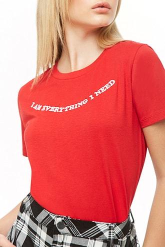 Forever 21 I Am Everything I Need Graphic Tee , Red/white