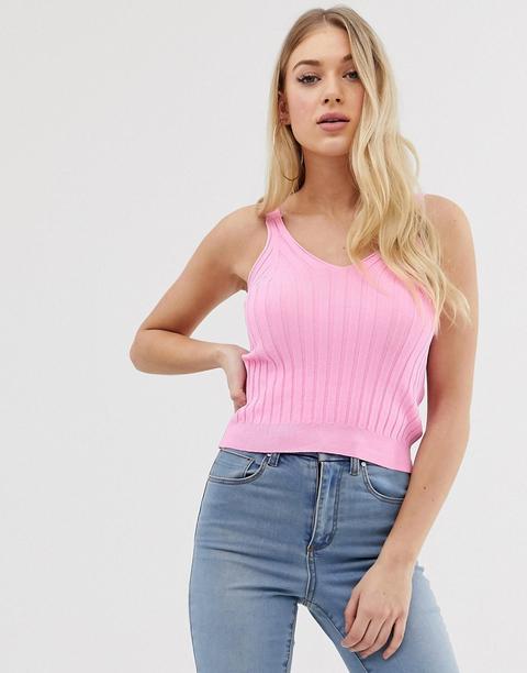 C By Cubic - Top In Maglia A Coste Rosa - Rosa