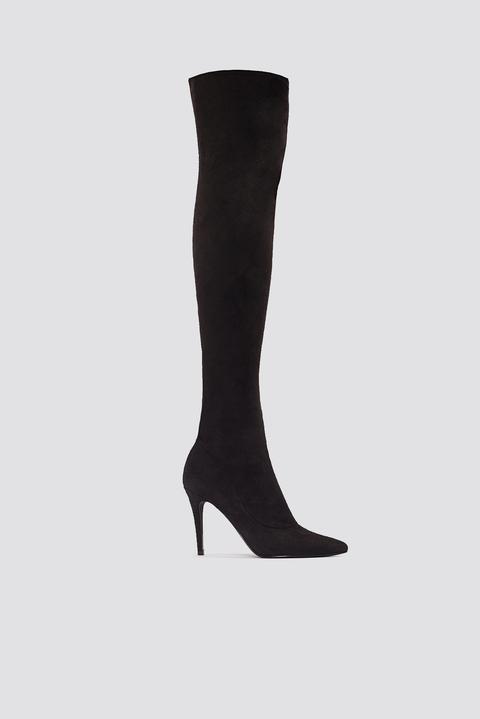 Stretchy Over Knee Boots Black