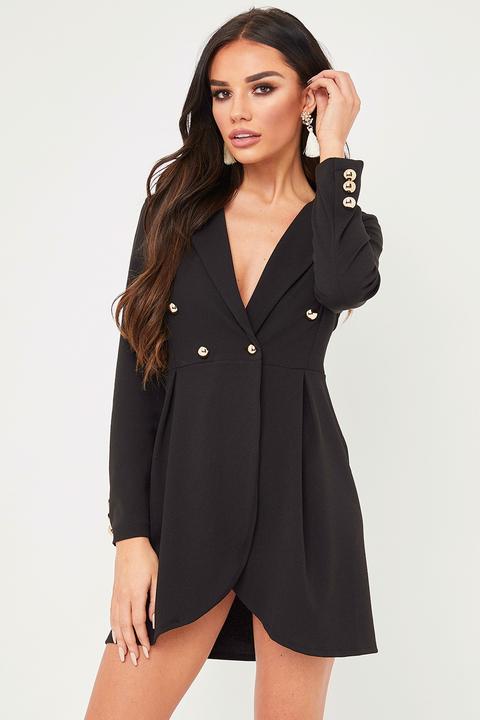 Erin Black Longline Blazer Dress