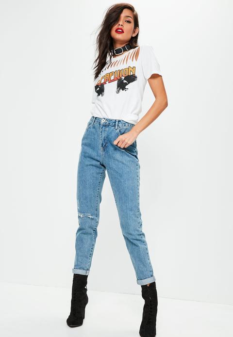 Blue Riot Ripped Knee Bleach Jeans