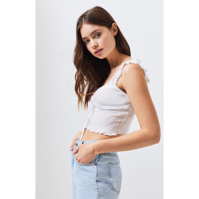 la hearts keyhole smocked top