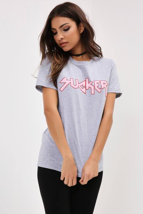 Grey Sucker Slogan T