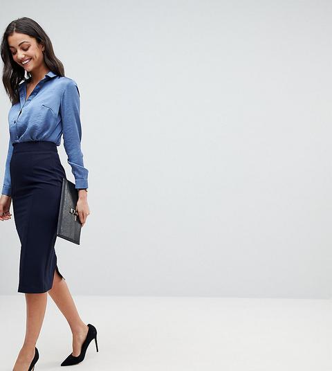 Asos Tall - Mix & Match - Gonna Longuette A Vita Alta - Navy