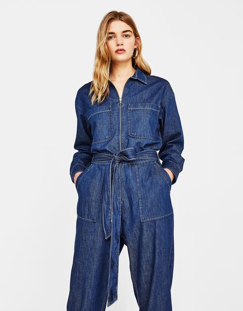 Tuta In Denim Con Cerniera