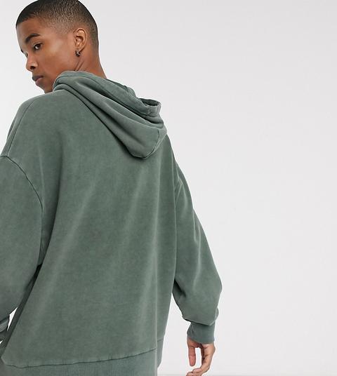 Collusion Oversized Hoodie In Washed Khaki-green