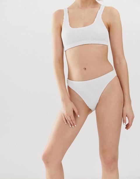 Monki Bubble Rib Bikini Brief In White