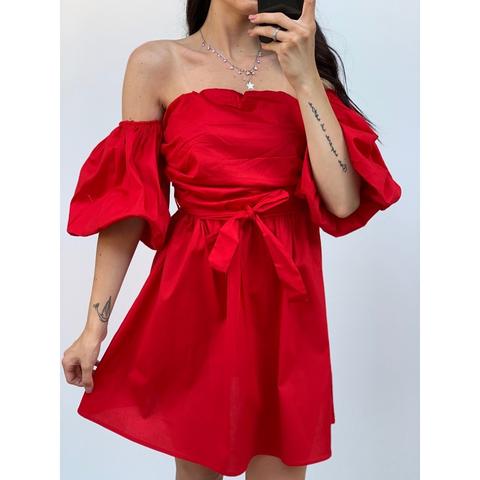 Dress Scollo A Barca Rosso