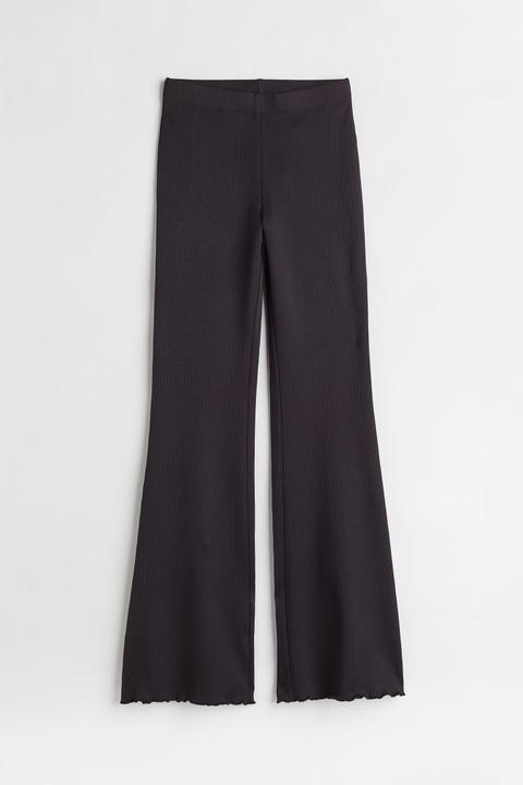 Pantalon En Maille Côtelée - Noir