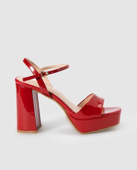 Fórmula Joven - Sandalias De Tacón De Mujer En Rojo Con Plataforma