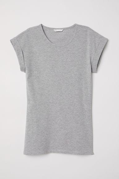 H & M - Top A Maniche Corte In Jersey - Grigio