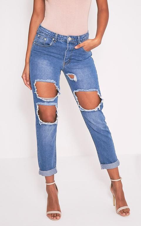 Light Wash Extreme Rip Boyfriend Jean