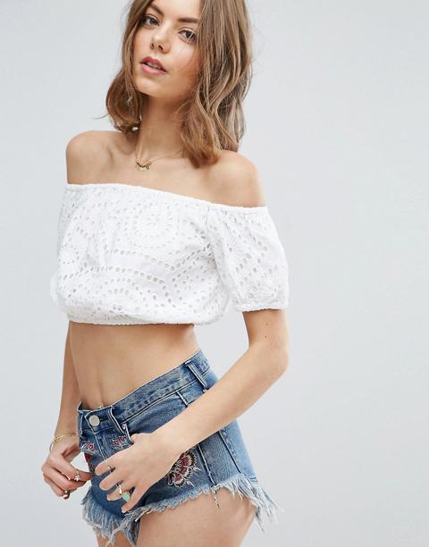 Asos - Top Corto Di Pizzo - Bianco