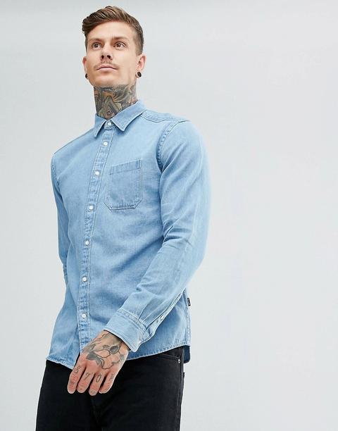 Wrangler - Camicia Di Jeans Blu Indaco Chiaro - Blu