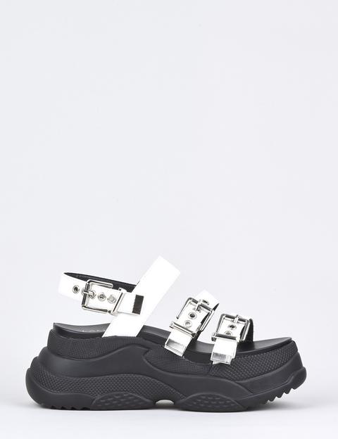 I'm The One Chunky Strapped Sandals In White Pu