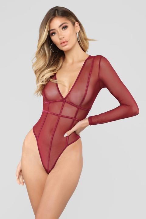 Katrina Lace Teddy - Burgundy