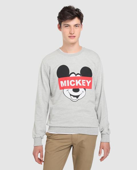 Easy Wear - Sudadera Mickey De Hombre Gris Con Cuello Redondo