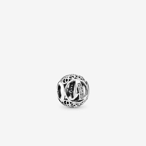 Pandora Vintage A Charm - Sterling Silver / Clear