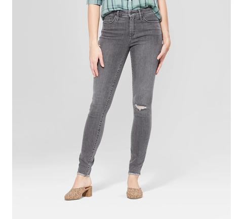 Women's High-rise Destroyed Skinny Jeans - Universal Thread™ Gray Wash