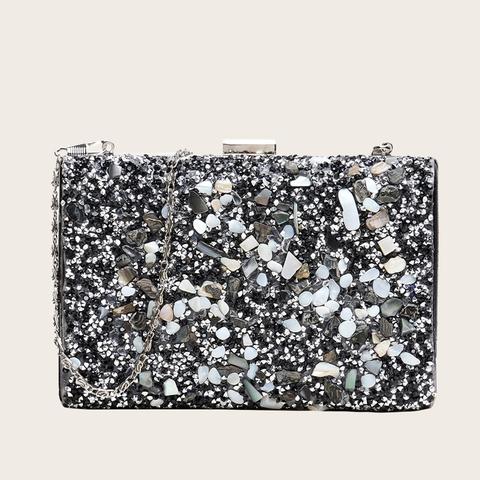 Clip Top Glitter Clutch Bag