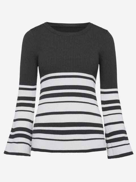 Contrast Striped Ribbed Sweater