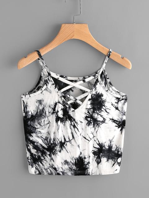 Water Color Lace Up Cami Top