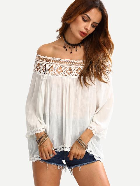 Blusa Hombro Al Aire Crochet Hueco