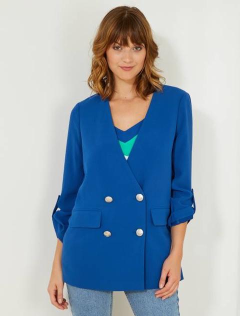 Blazer Fluido Lungo Con Bottoni