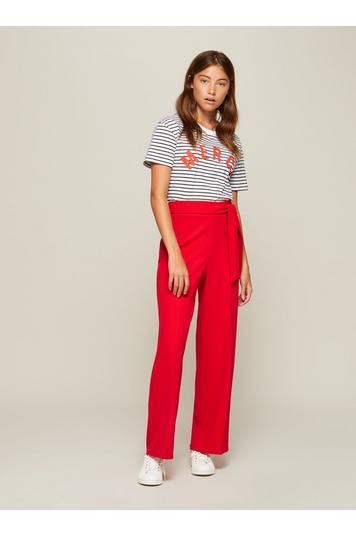 Womens Petite Wide Leg Trousers, Red