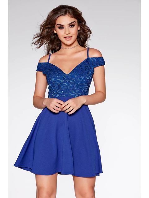 Royal Blue Sequin Skater Dress