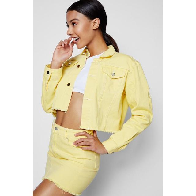 cropped yellow jean jacket