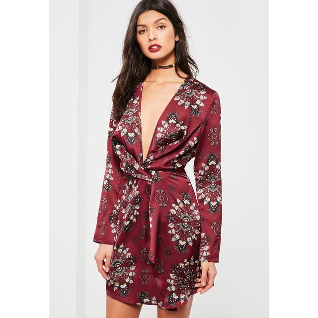 missguided silky wrap dress