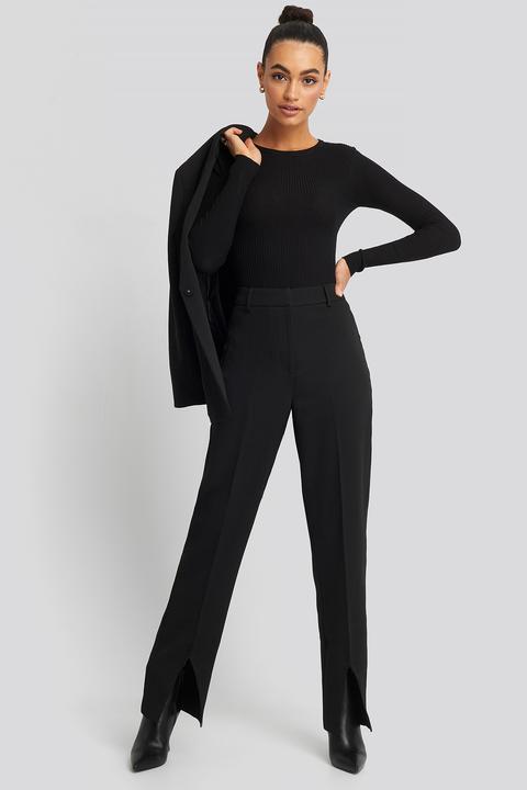 Na-kd Classic Front Slit Suit Trousers - Black