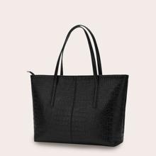 Bolsa De Hombro Cocodrilo Negro Casual