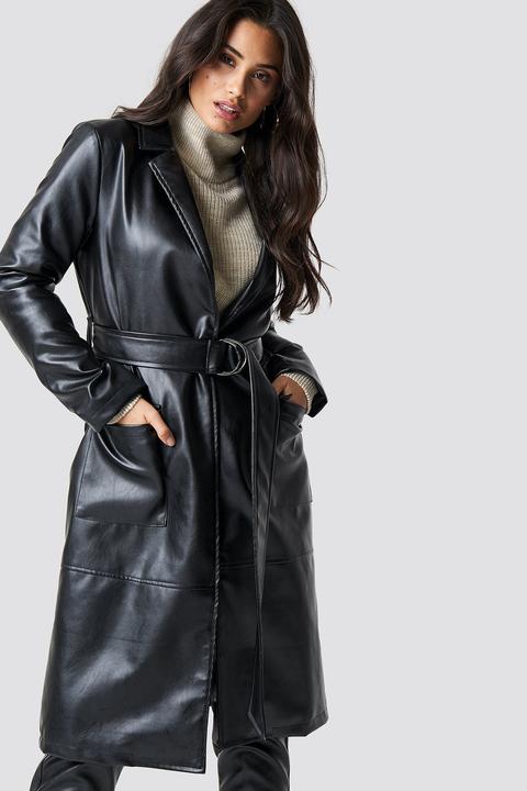 Chloé B X Na-kd Faux Leather Coat - Black